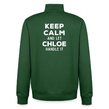 Keep Calm Let Chloe Fix It Funny Saying - Unisex Organic Zip Sweatshirt by Stanley/Stella - bottle green - Back - AI Model Male 185 dark (185cm)