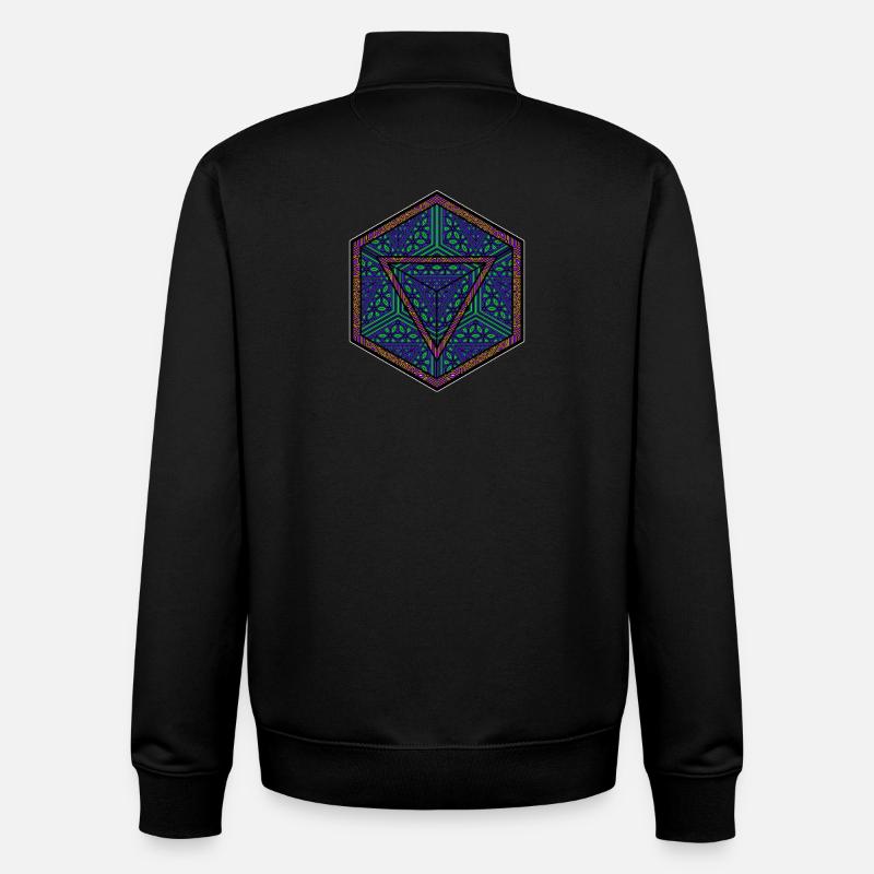 Mandala Kaléidoscope Motif Triangle Psychédélique - Sweat zippé unisexe en coton bio Stanley/Stella - noir