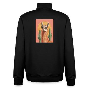 lama - Unisex Organic Zip Sweatshirt by Stanley/Stella - black - Back - AI Model Male 185 light (185cm)
