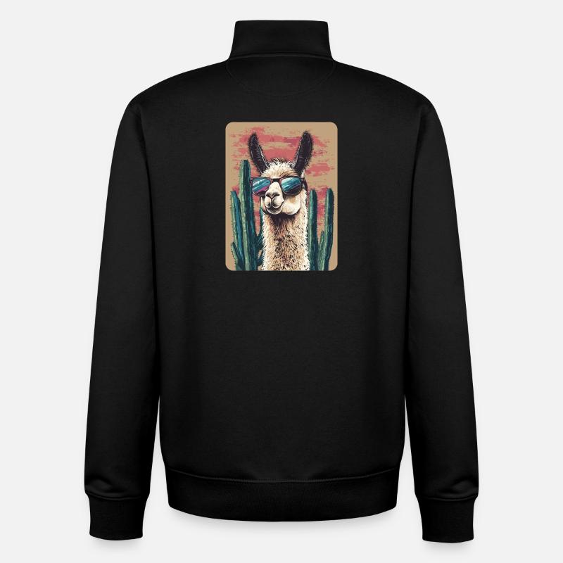 lama - Sweat zippé unisexe en coton bio Stanley/Stella - noir