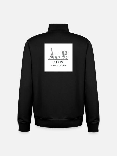 Paris Line Art Silhouette Landmark - Unisex Organic Zip Sweatshirt by Stanley/Stella - black