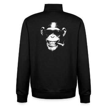 Lächelnder Affe mit Sonnenbrille und Zigarre - Unisex Organic Zip Sweatshirt von Stanley/Stella - Schwarz - Hinten - AI Model Male 185 light (185cm)