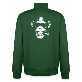 Lächelnder Affe mit Sonnenbrille und Zigarre - Unisex Organic Zip Sweatshirt von Stanley/Stella - Flaschengrün - Hinten - AI Model Male 185 dark (185cm)