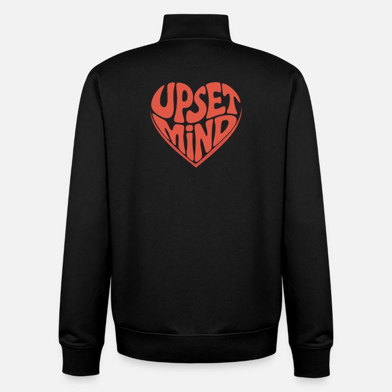 Upset Mind – Retro Herz Design - Sweat zippé unisexe en coton bio Stanley/Stella - noir
