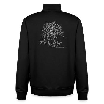 Dessin au trait du chrysanthème - Sweat zippé unisexe en coton bio Stanley/Stella - noir - Dos - AI Model Male 185 light (185cm)