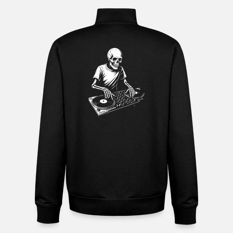 Skeleton DJ on Turntables - Unisex Organic Zip Sweatshirt by Stanley/Stella - black