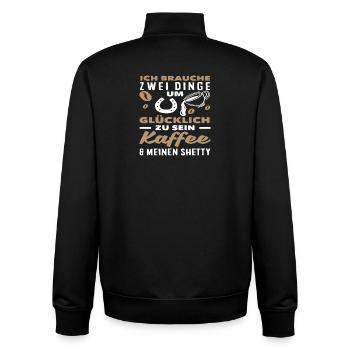 Pferdemädchen Reiten Ponyfans Reiter Shetty Kaffee - Unisex Organic Zip Sweatshirt von Stanley/Stella - Schwarz - Hinten - AI Model Male 185 light (185cm)