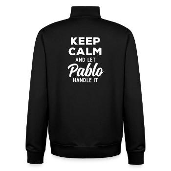 Keep Calm Let Pablo Fix It Funny Saying - Unisex Organic Zip Sweatshirt by Stanley/Stella - black - Back - AI Model Male 185 light (185cm)