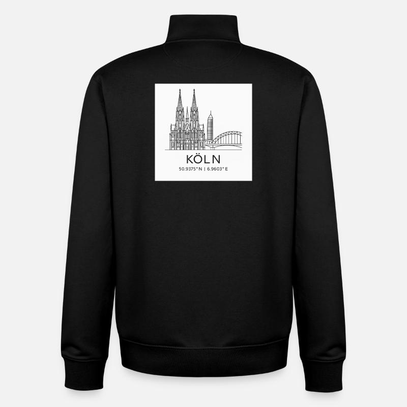 Cologne Line Art Silhouette Landmark - Unisex Organic Zip Sweatshirt by Stanley/Stella - black