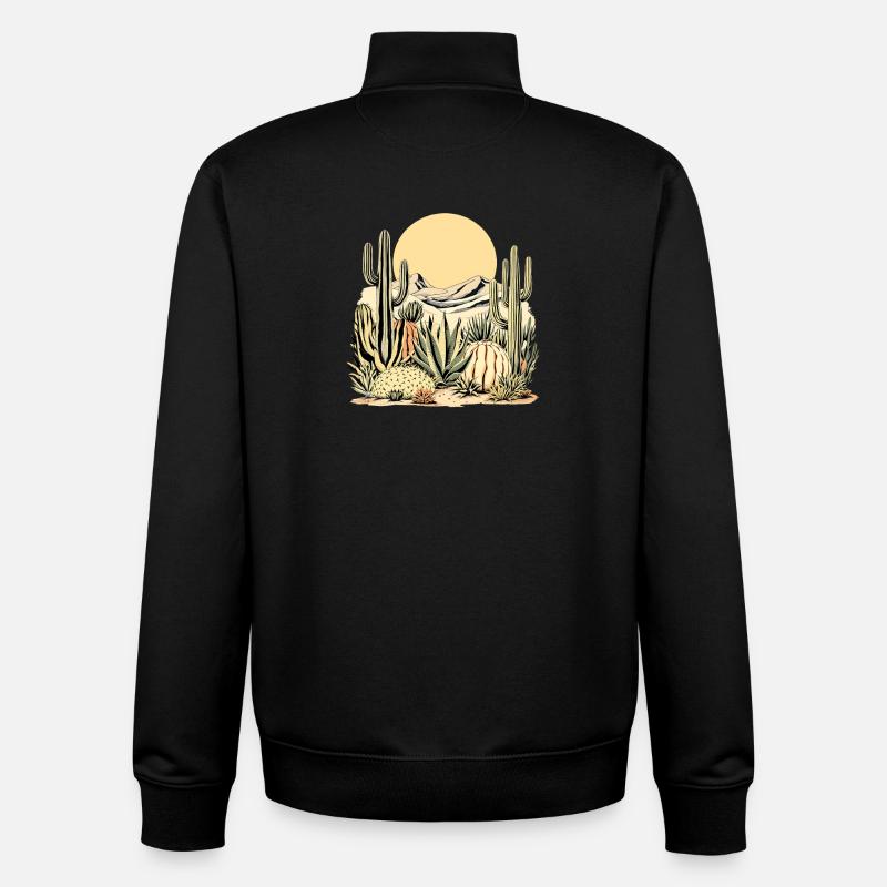 Boho Nature Cacti - Unisex Organic Zip Sweatshirt by Stanley/Stella - black