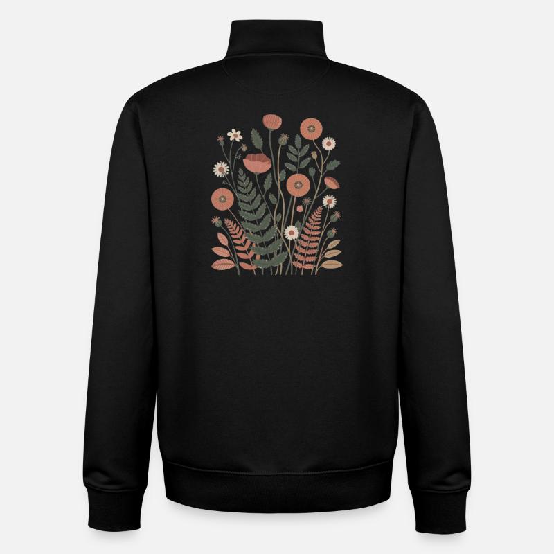 Boho Flowers – Blooming Harmony - Unisex Organic Zip Sweatshirt by Stanley/Stella - black