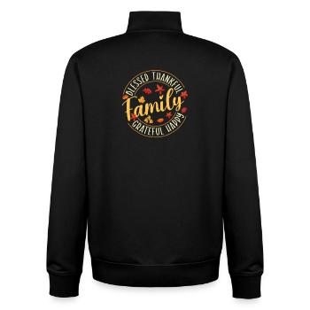 Dankbarer dankbarer Herbst Familienvibes - Unisex Organic Zip Sweatshirt von Stanley/Stella - Schwarz - Hinten - AI Model Male 185 light (185cm)
