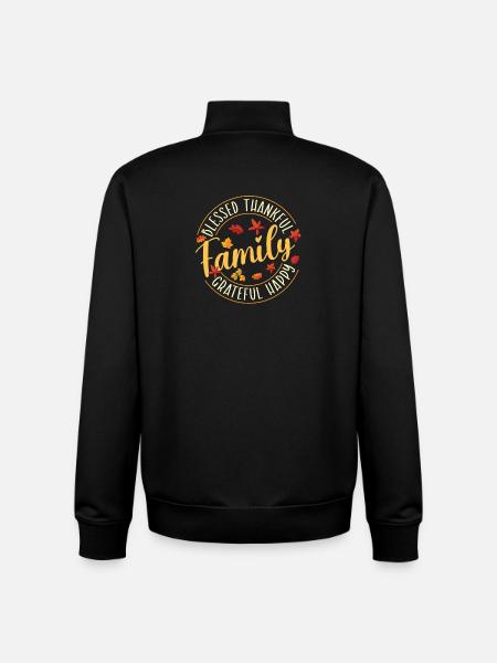 Thankful Grateful Fall Family Vibes - Unisex Organic Zip Sweatshirt by Stanley/Stella - black