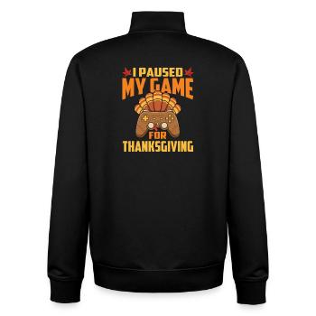 Paused My Game For Thanksgiving Gamer Fall - Unisex Organic Zip Sweatshirt by Stanley/Stella - black - Back - AI Model Male 185 light (185cm)