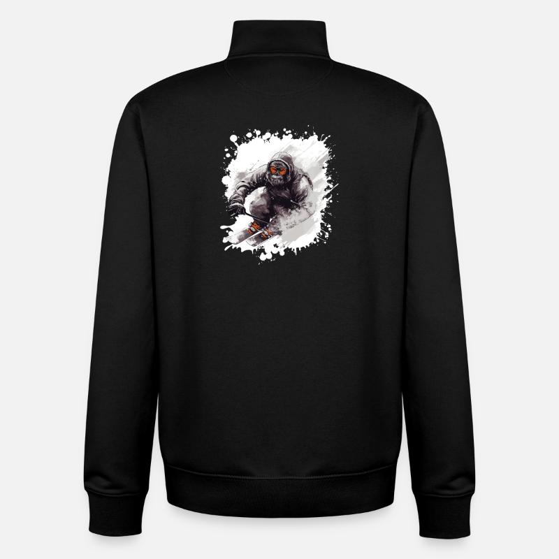 Gorilla Ski Skiing - Unisex Organic Zip Sweatshirt by Stanley/Stella - black