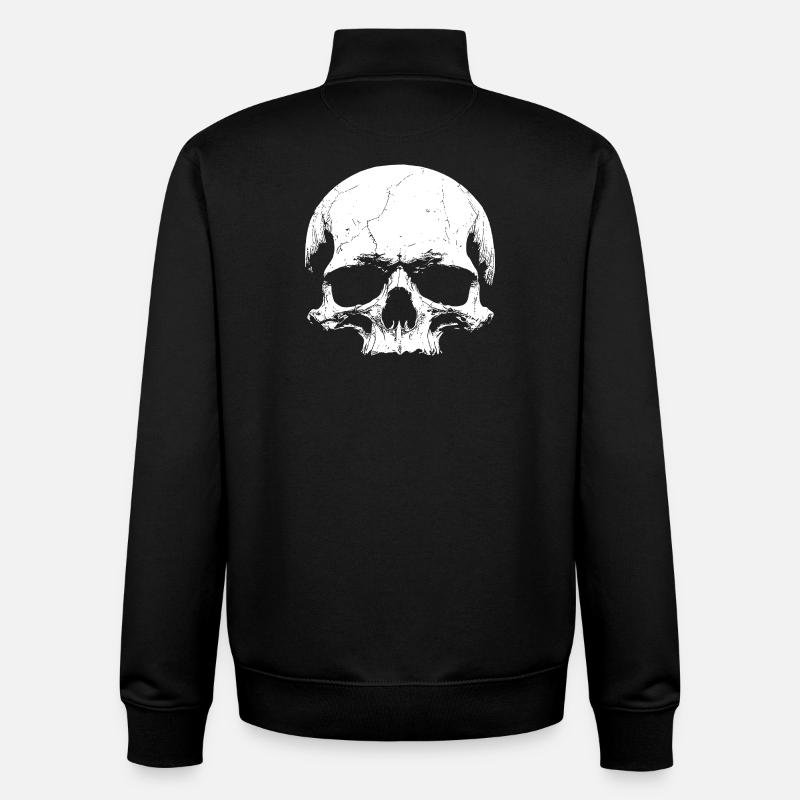 Crâne - Sweat zippé unisexe en coton bio Stanley/Stella - noir