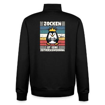 Pinguin verschwenden keine Zeit, sie zocken - Unisex Organic Zip Sweatshirt von Stanley/Stella - Schwarz - Hinten - AI Model Male 185 light (185cm)
