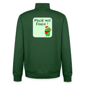 CHRISTMAS BREAK PICKLE SANTA CLAUS - Unisex Organic Zip Sweatshirt by Stanley/Stella - bottle green - Back - AI Model Male 185 dark (185cm)