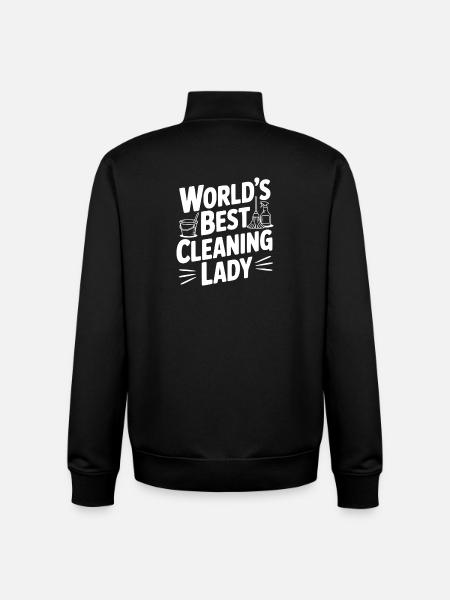 World’s Best Cleaning Lady - Unisex Organic Zip Sweatshirt by Stanley/Stella - black