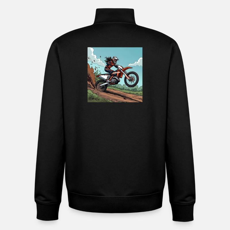 Piste d’adrénaline de motocross - Sweat zippé unisexe en coton bio Stanley/Stella - noir