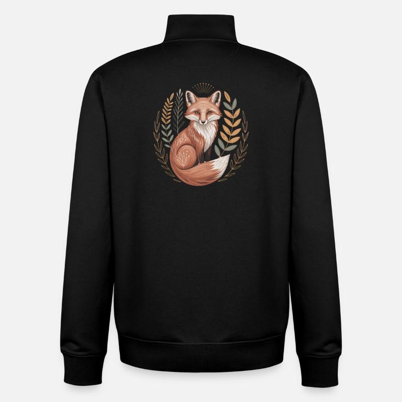 Boho Fox - Unisex Organic Zip Sweatshirt by Stanley/Stella - black