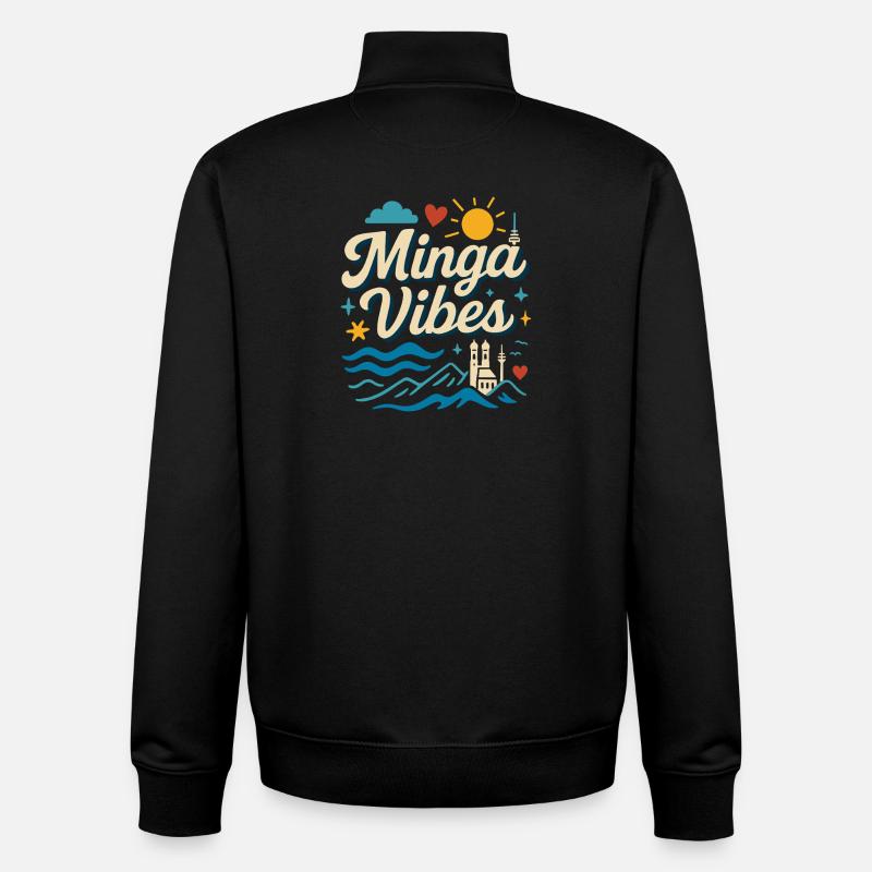 Minga Vibes München Skyline Design - Unisex Organic Zip Sweatshirt von Stanley/Stella - Schwarz
