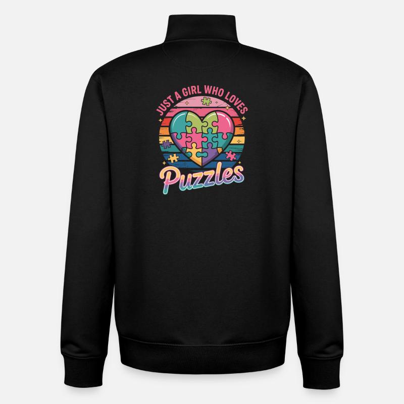 Mädchen liebt Puzzles Herz Regenbogen - Unisex Organic Zip Sweatshirt von Stanley/Stella - Schwarz