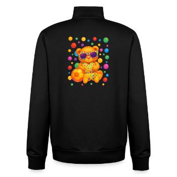 Lebendige Teddy-Gamer-Party-Kunst - Unisex Organic Zip Sweatshirt von Stanley/Stella - Schwarz - Hinten - AI Model Male 185 light (185cm)