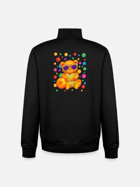 Lebendige Teddy-Gamer-Party-Kunst - Unisex Organic Zip Sweatshirt von Stanley/Stella - Schwarz