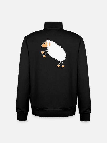 Fluffy Sheep Cartoon Design - Unisex Organic Zip Sweatshirt by Stanley/Stella - black