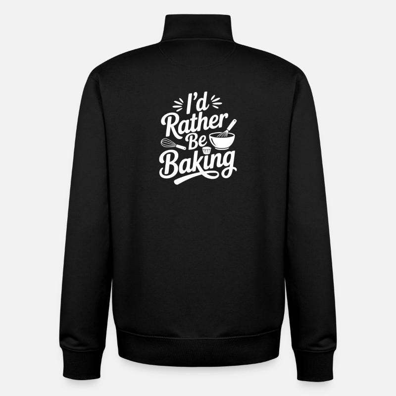 I’d Rather Be Baking - Unisex Organic Zip Sweatshirt by Stanley/Stella - black