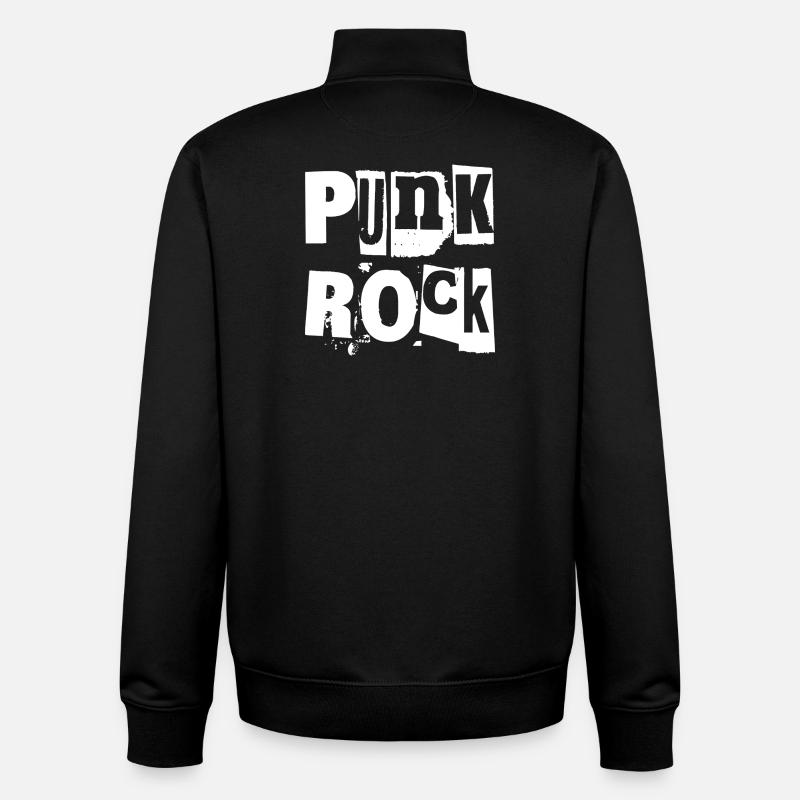 Punk Rock en détresse Text Art - Sweat zippé unisexe en coton bio Stanley/Stella - noir