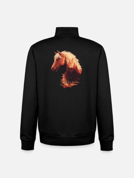 Horse Autumn - Unisex Organic Zip Sweatshirt by Stanley/Stella - black