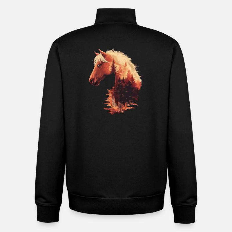 Cheval d'automne - Sweat zippé unisexe en coton bio Stanley/Stella - noir