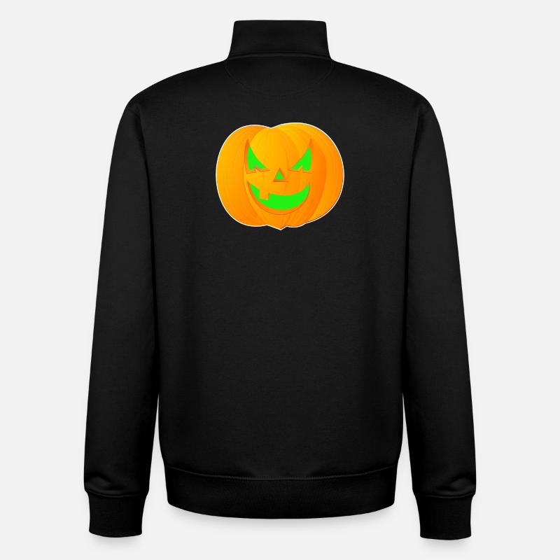Citrouille néon Halloween - Sweat zippé unisexe en coton bio Stanley/Stella - noir