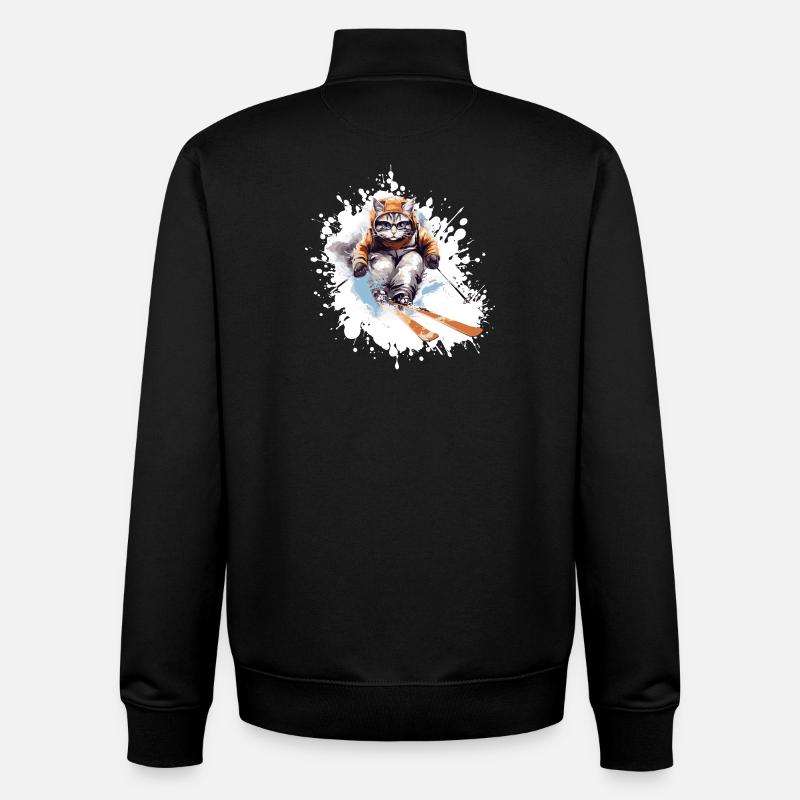 Cat Ski Skiing - Unisex Organic Zip Sweatshirt by Stanley/Stella - black
