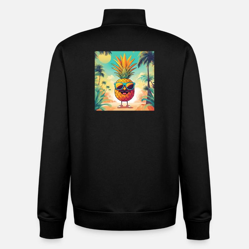 M. Cool Ananas - Sweat zippé unisexe en coton bio Stanley/Stella - noir