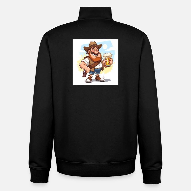 Fröhlicher Bierfreund mit Hut - Unisex Organic Zip Sweatshirt von Stanley/Stella - Schwarz