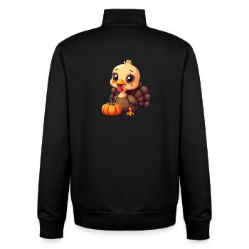 Bébé dinde de Thanksgiving - Sweat zippé unisexe en coton bio Stanley/Stella - noir - Dos - AI Model Male 185 light (185cm)