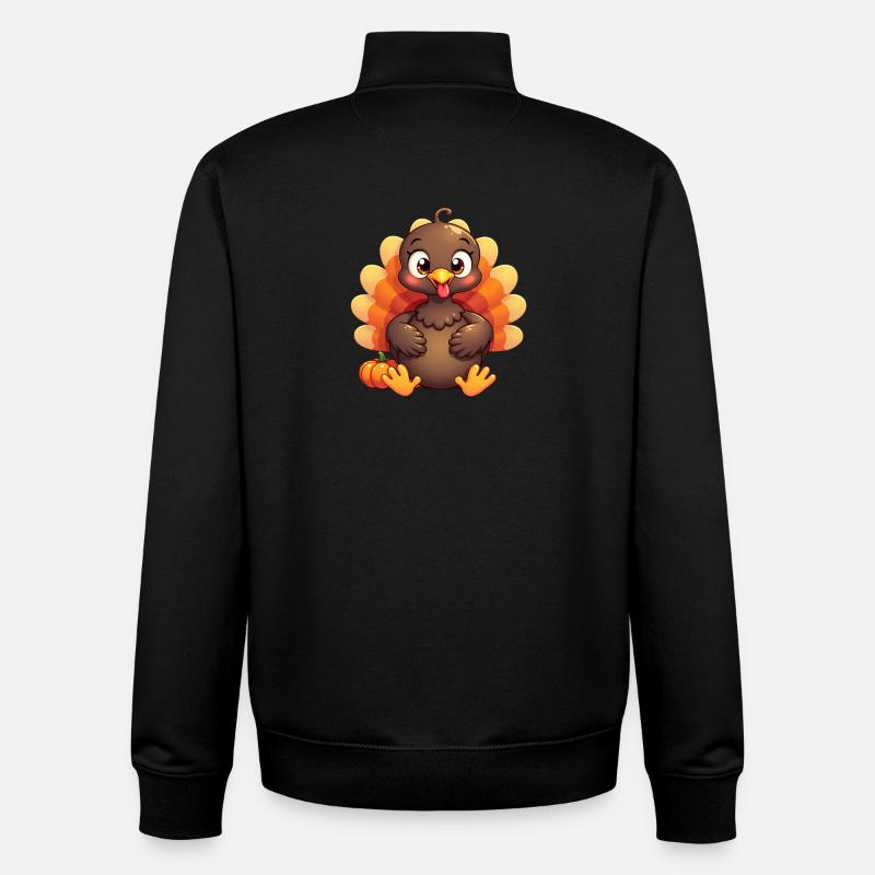 Bébé dinde de Thanksgiving - Sweat zippé unisexe en coton bio Stanley/Stella - noir
