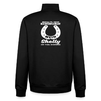 Einhorn Shetty Pferdemädchen Reiten Ponyfans - Unisex Organic Zip Sweatshirt von Stanley/Stella - Schwarz - Hinten - AI Model Male 185 light (185cm)