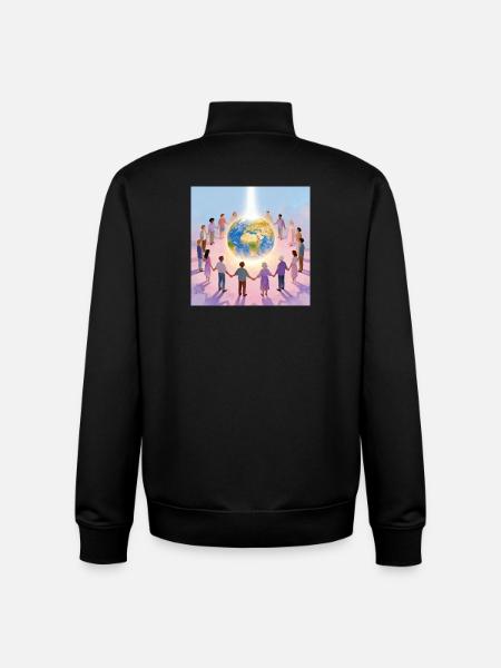 Earth surrounded by community - Unisex Organic Zip Sweatshirt by Stanley/Stella - black
