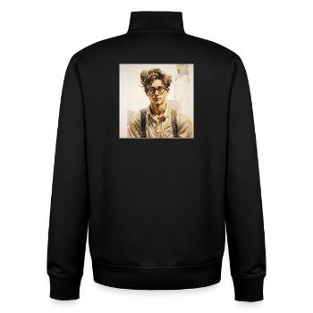 Portrait d’apprenant occasionnel avec des lunettes - Sweat zippé unisexe en coton bio Stanley/Stella - noir - Dos - AI Model Male 185 light (185cm)