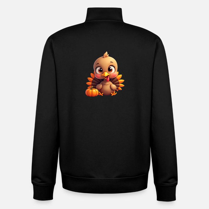 Bébé dinde de Thanksgiving - Sweat zippé unisexe en coton bio Stanley/Stella - noir
