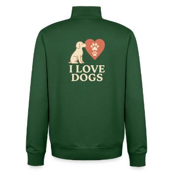 I Love Dogs – Hundeliebhaber Design - Unisex Organic Zip Sweatshirt von Stanley/Stella - Flaschengrün - Hinten - AI Model Male 185 dark (185cm)