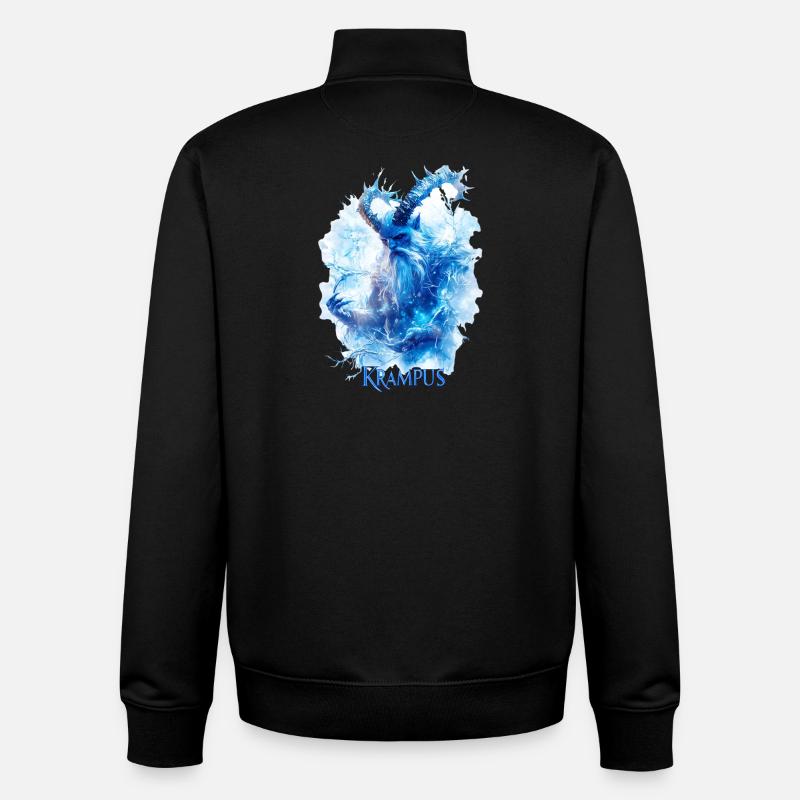 Krampus Eisblau – Mystisches Wintermotiv Folklore - Sweat zippé unisexe en coton bio Stanley/Stella - noir
