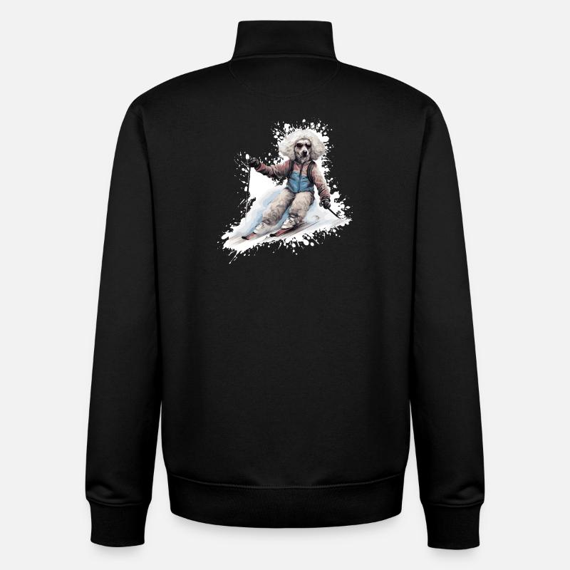 Caniche Chien Ski Ski - Sweat zippé unisexe en coton bio Stanley/Stella - noir