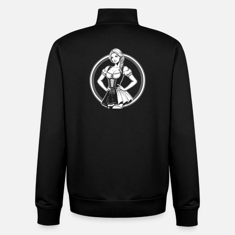 Cooles Dirndl Comic Design - Unisex Organic Zip Sweatshirt von Stanley/Stella - Schwarz