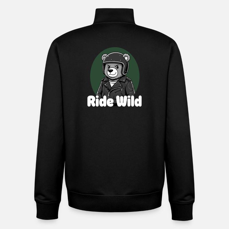 Ride Wild Bear Rider - Unisex Organic Zip Sweatshirt by Stanley/Stella - black