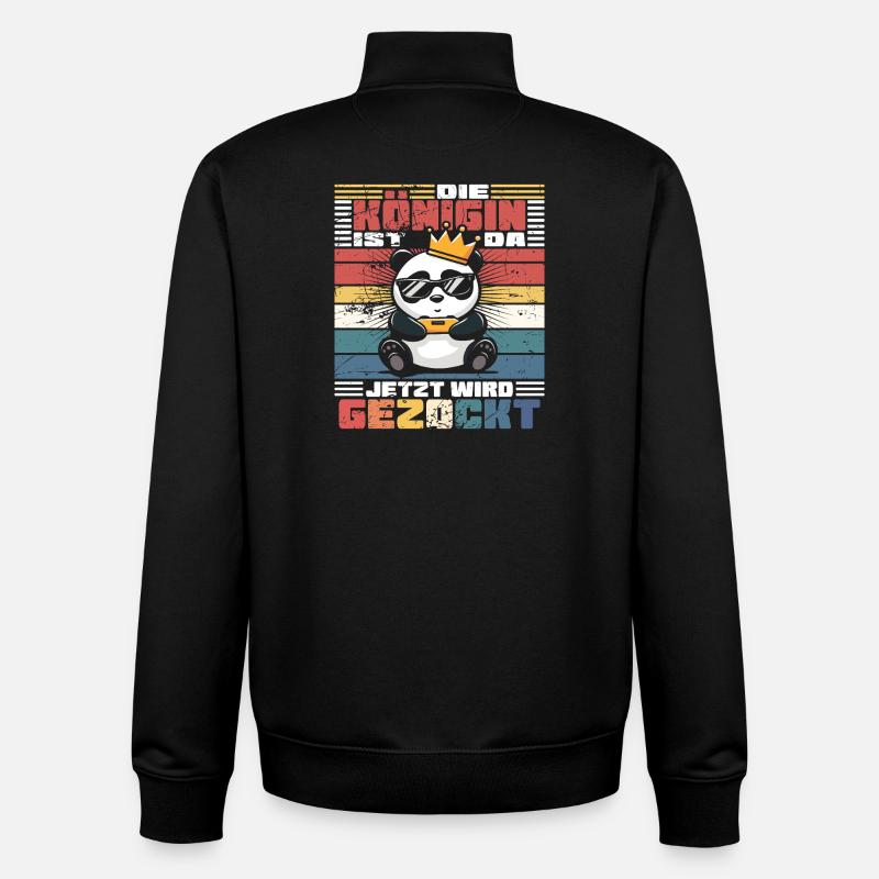 Gaming Queen - panda - Unisex Organic Zip Sweatshirt by Stanley/Stella - black
